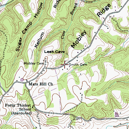 Topographic Map of Smith Cemetery, TN