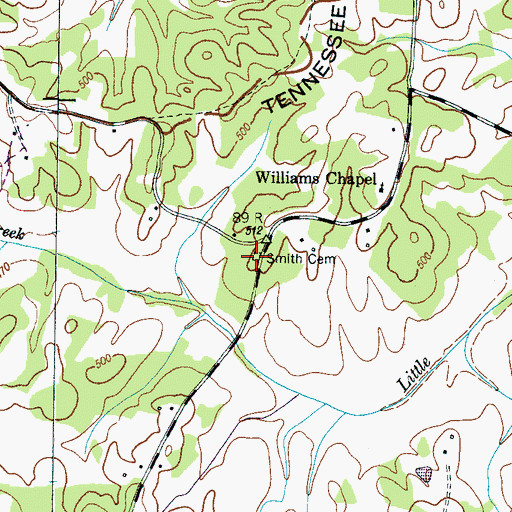 Topographic Map of Smith Cemetery, TN