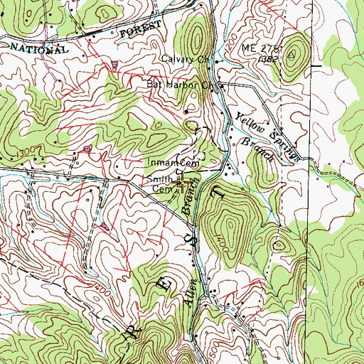 Topographic Map of Smith Cemetery, TN