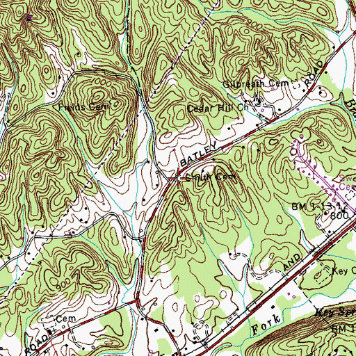 Topographic Map of Smith Cemetery, TN