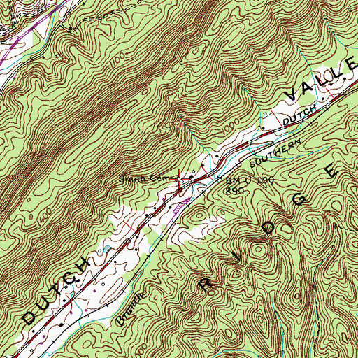 Topographic Map of Smith Cemetery, TN
