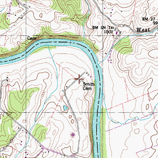 Topographic Map of Smith Cemetery, TN