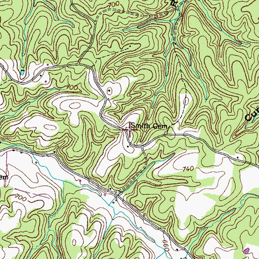 Topographic Map of Smith Cemetery, TN
