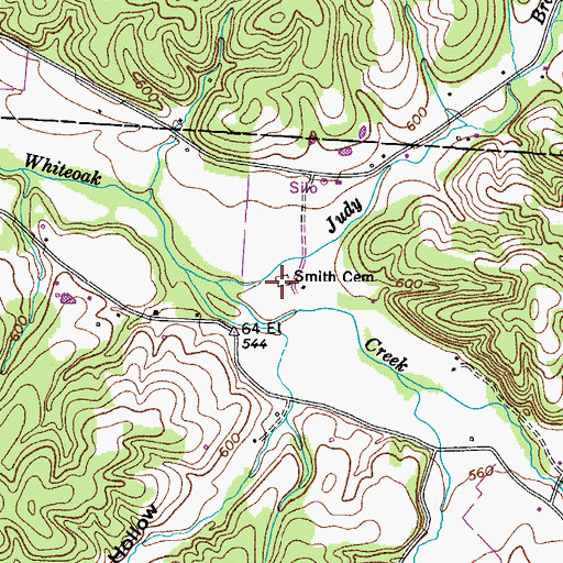 Topographic Map of Smith Cemetery, TN