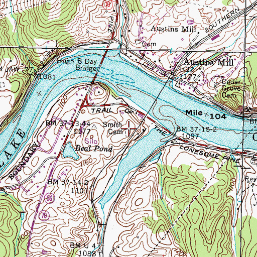 Topographic Map of Smith Cemetery, TN