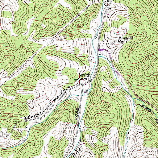 Topographic Map of Smith Cemetery, TN