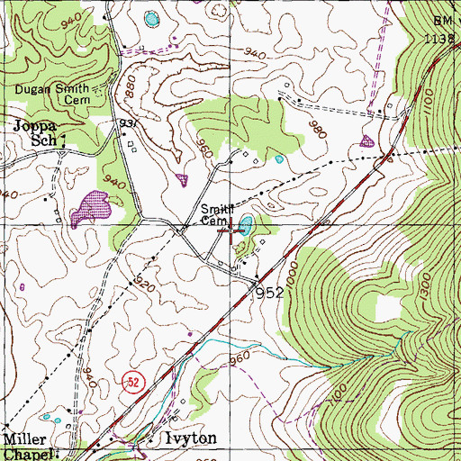 Topographic Map of Smith Cemetery, TN