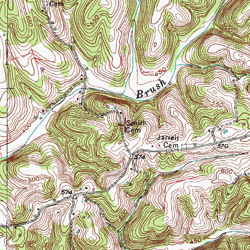 Topographic Map of Smith Cemetery, TN