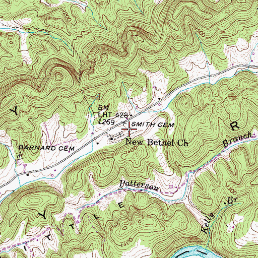 Topographic Map of Smith Cemetery, TN