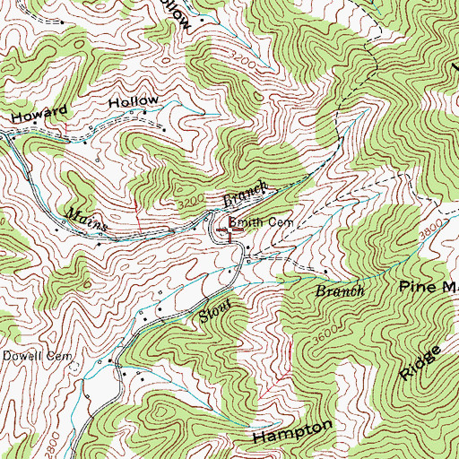 Topographic Map of Smith Cemetery, TN
