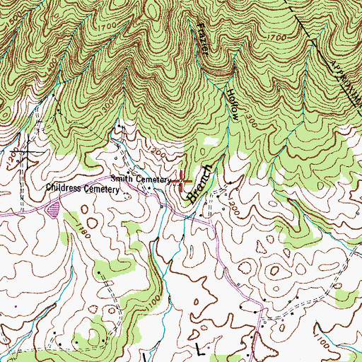 Topographic Map of Smith Cemetery, TN