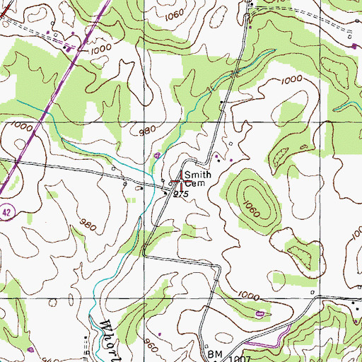 Topographic Map of Smith Cemetery, TN
