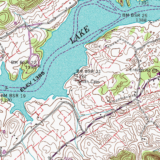 Topographic Map of Smith Cemetery, TN