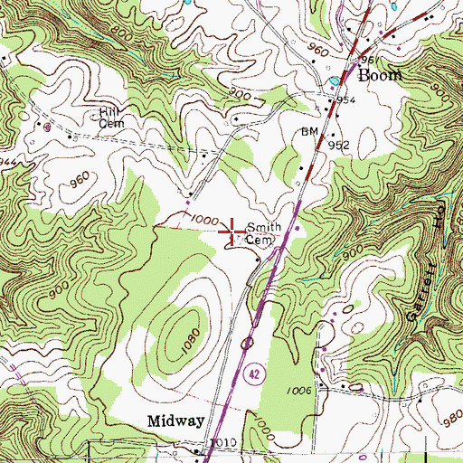 Topographic Map of Smith Cemetery, TN