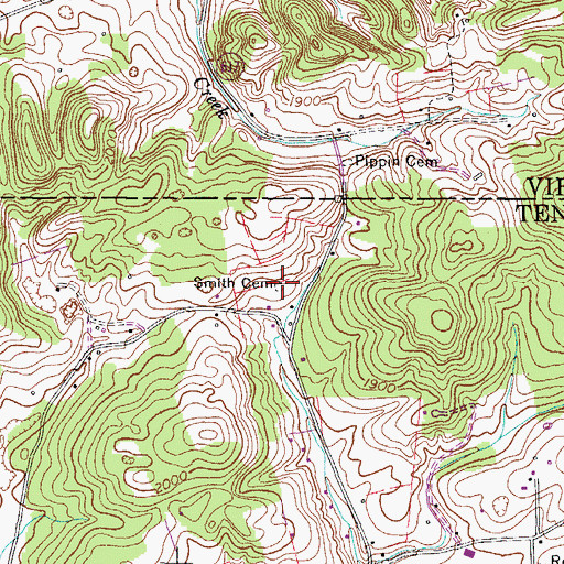 Topographic Map of Smith Cemetery, TN