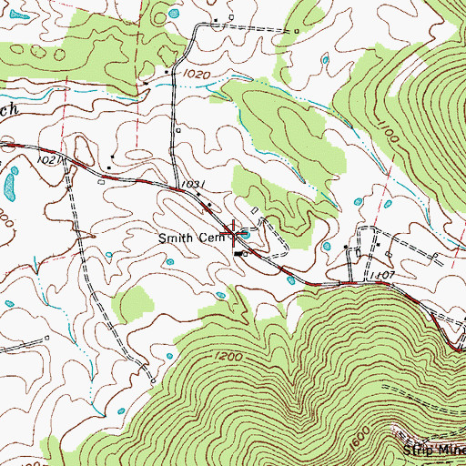 Topographic Map of Smith Cemetery, TN