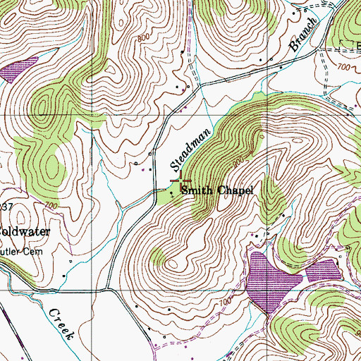 Topographic Map of Smith Chapel, TN