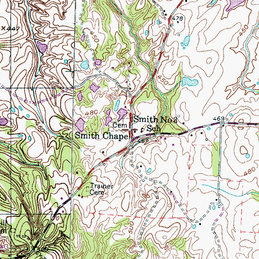 Topographic Map of Smith Chapel, TN