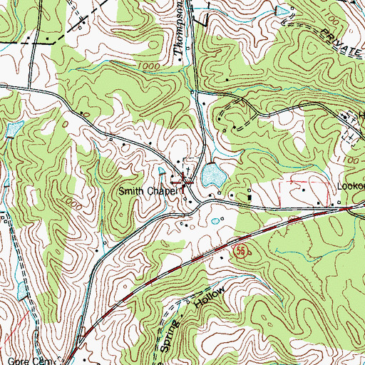 Topographic Map of Smith Chapel, TN