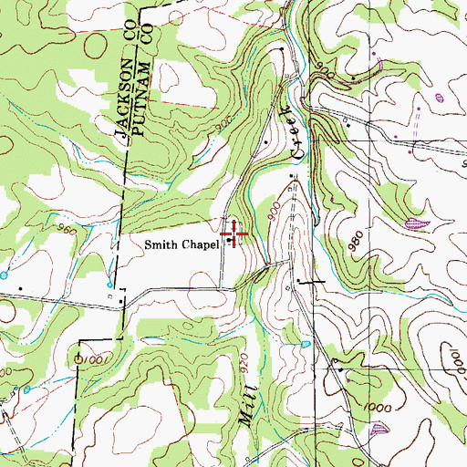 Topographic Map of Smith Chapel, TN