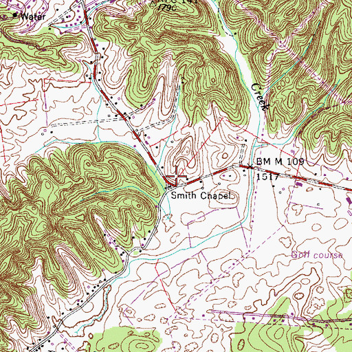 Topographic Map of Smith Chapel, TN
