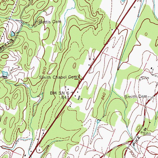 Topographic Map of Smith Chapel Cemetery, TN