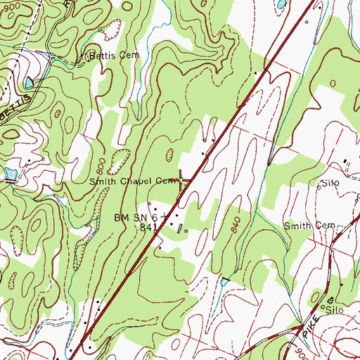 Topographic Map of Smith Chapel Cemetery, TN