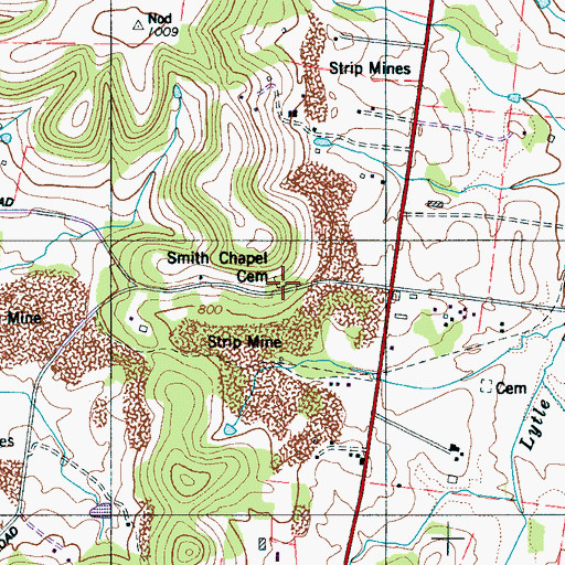Topographic Map of Smith Chapel Cemetery, TN