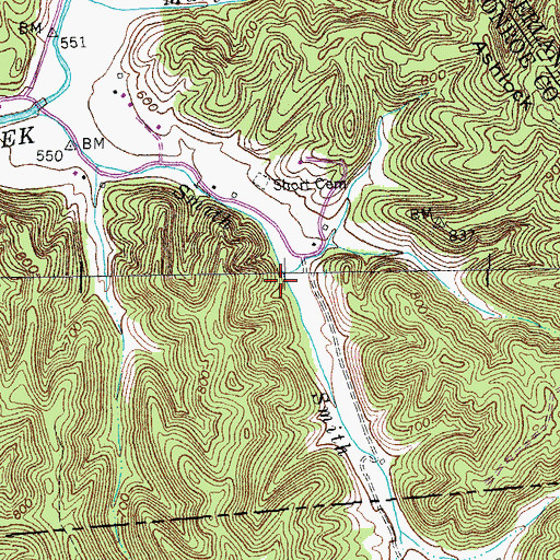 Topographic Map of Smith Creek, TN
