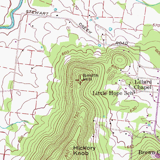 Topographic Map of Smith Hill, TN