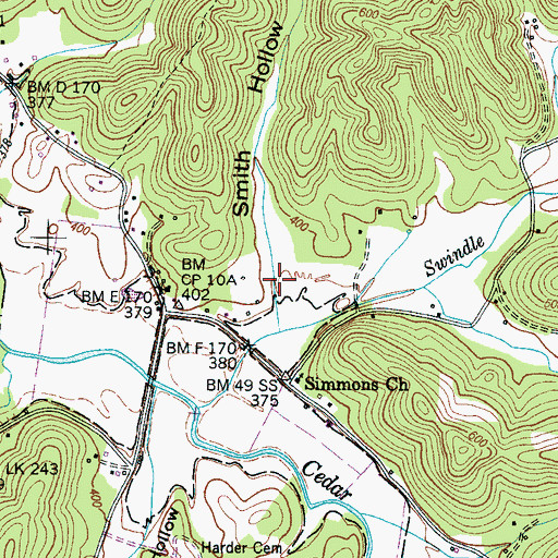 Topographic Map of Smith Hollow, TN