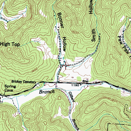 Topographic Map of Smith Hollow, TN