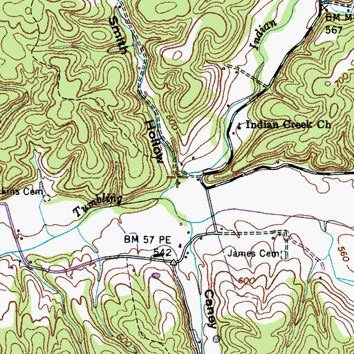 Topographic Map of Smith Hollow, TN