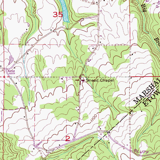 Topographic Map of Snead Chapel, AL