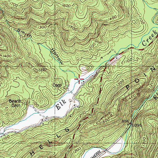 Topographic Map of Smith Hollow, TN