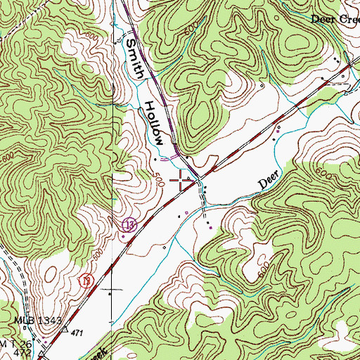 Topographic Map of Smith Hollow, TN