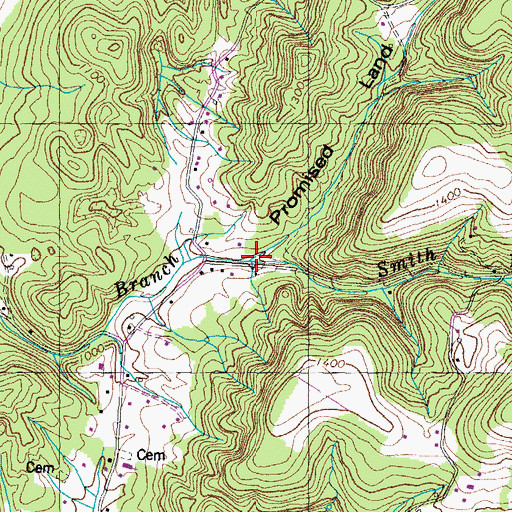 Topographic Map of Smith Hollow Branch, TN