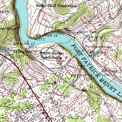 Topographic Map of Smith Shoals Subdivision, TN