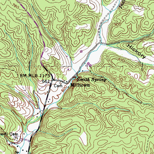 Topographic Map of Smith Spring, TN