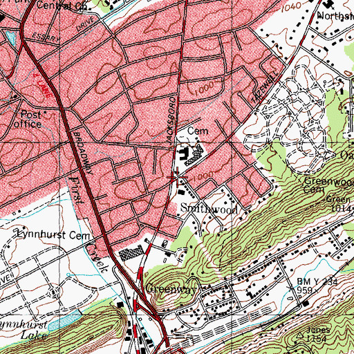 Topographic Map of Smithwood, TN