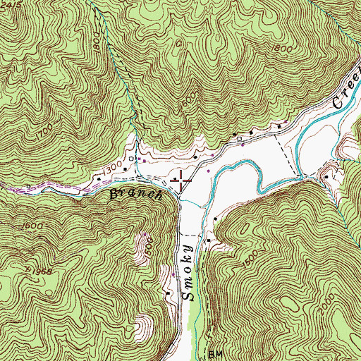 Topographic Map of Smoky Creek School, TN
