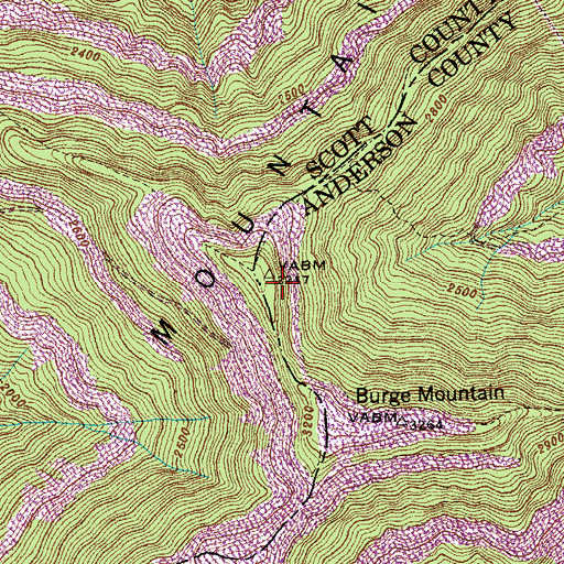 Topographic Map of Smoky Mountain, TN