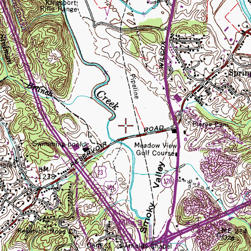 Topographic Map of Smoky Valley, TN