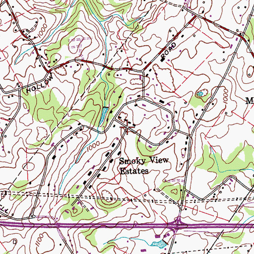 Topographic Map of Smoky View Estates, TN