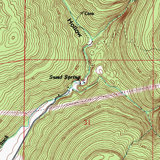 Topographic Map of Sneed Spring, AL