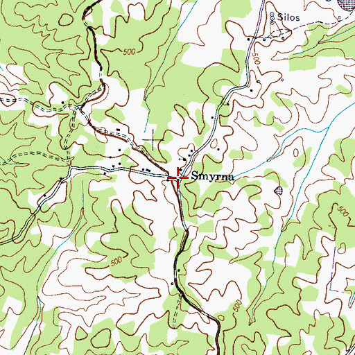 Topographic Map of Smyrna, TN