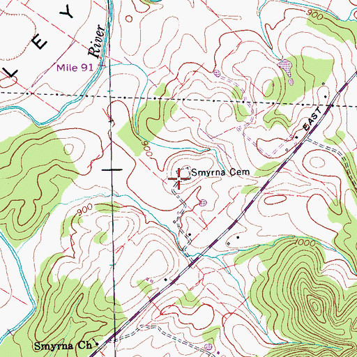 Topographic Map of Smyrna Cemetery, TN