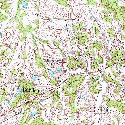 Topographic Map of Smyrna Cemetery, TN