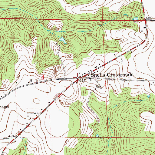 Topographic Map of Snells Crossroads, AL