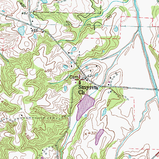 Topographic Map of Smyrna Church, TN